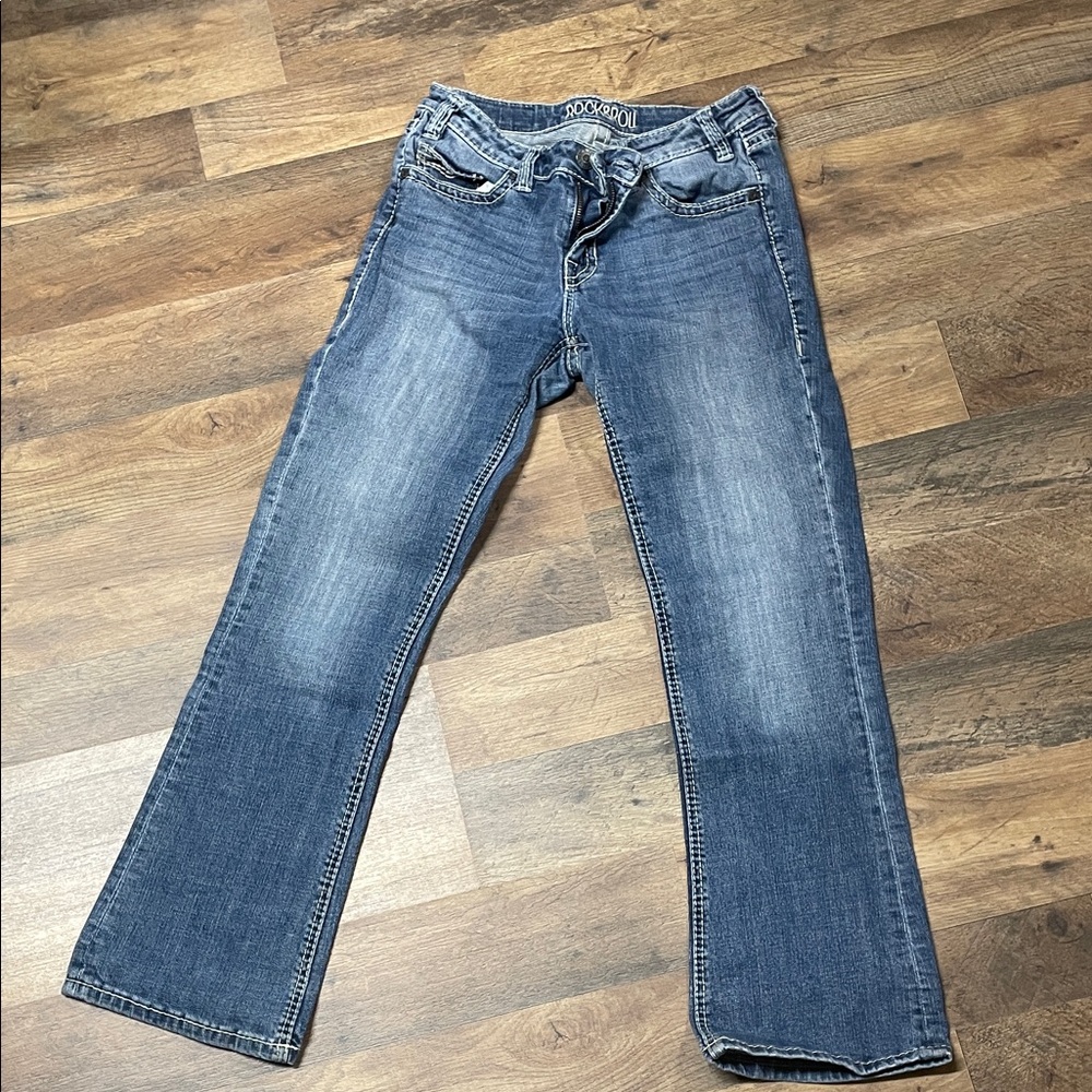 Rock & Roll Denim Women's Faded Blue Bootcut Jeans 26x30